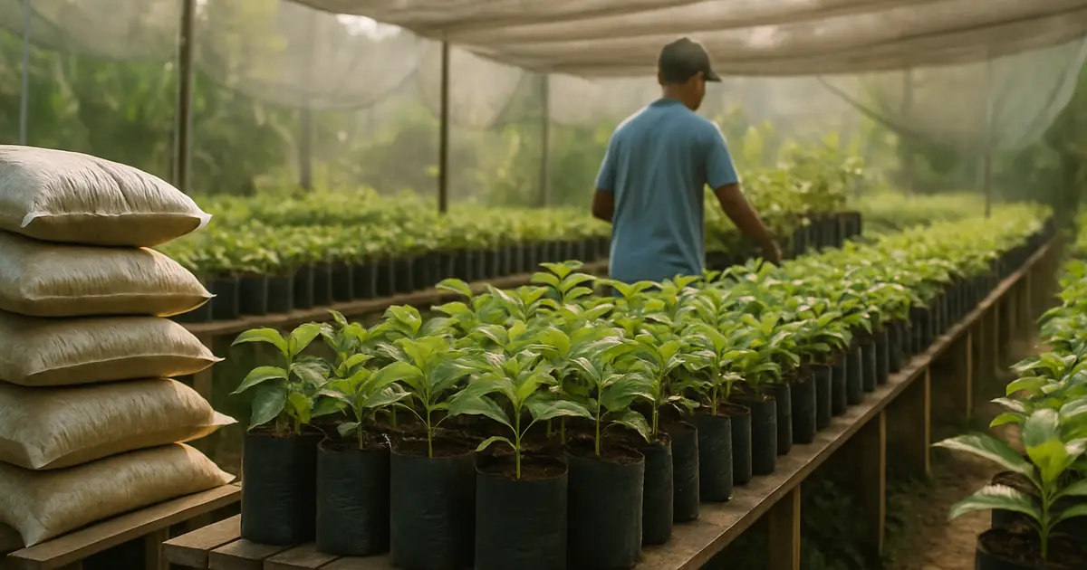 Nursery pembibitan tanaman dengan polybag dan pupuk sebagai supplier pertanian tangan pertama